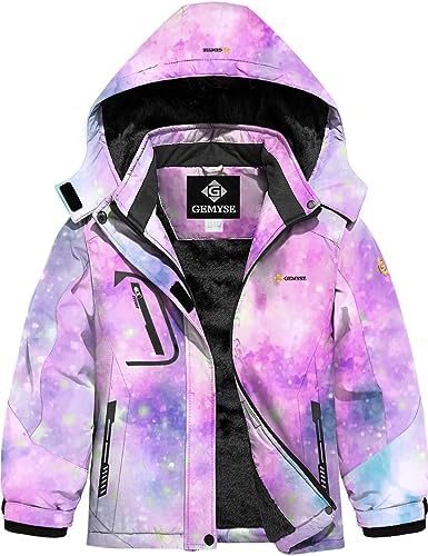 GEMYSE Boy's Winter Waterproof Ski Jacket Mountain Windproof Fleece Coat with Hood