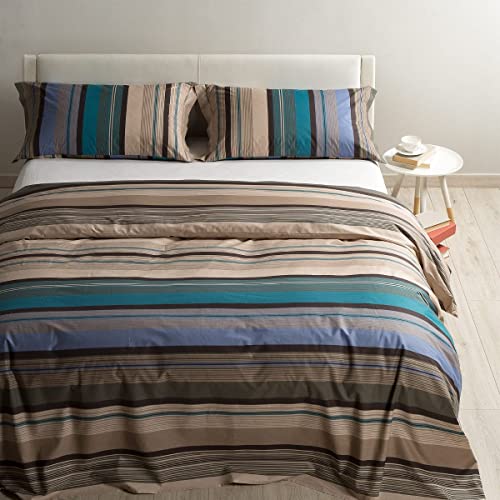 40059 Miller Parure Completo Copripiumino per Matrimoniale Letto cotone tortora