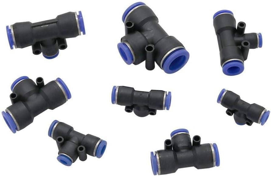 Hose Connector Adapter 6 Pcs Three Way Reducing Slip Lock Quick Connector Garden Water Hose Pipe Tee Connection Accessories Pneumatic Pipe Fittings/16Mm 12Mm