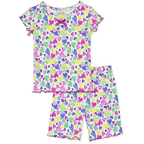 Sara's Prints Little Girls Fitted 2 Piece Short Pajama Set, CLH-Colorful Hearts Cover