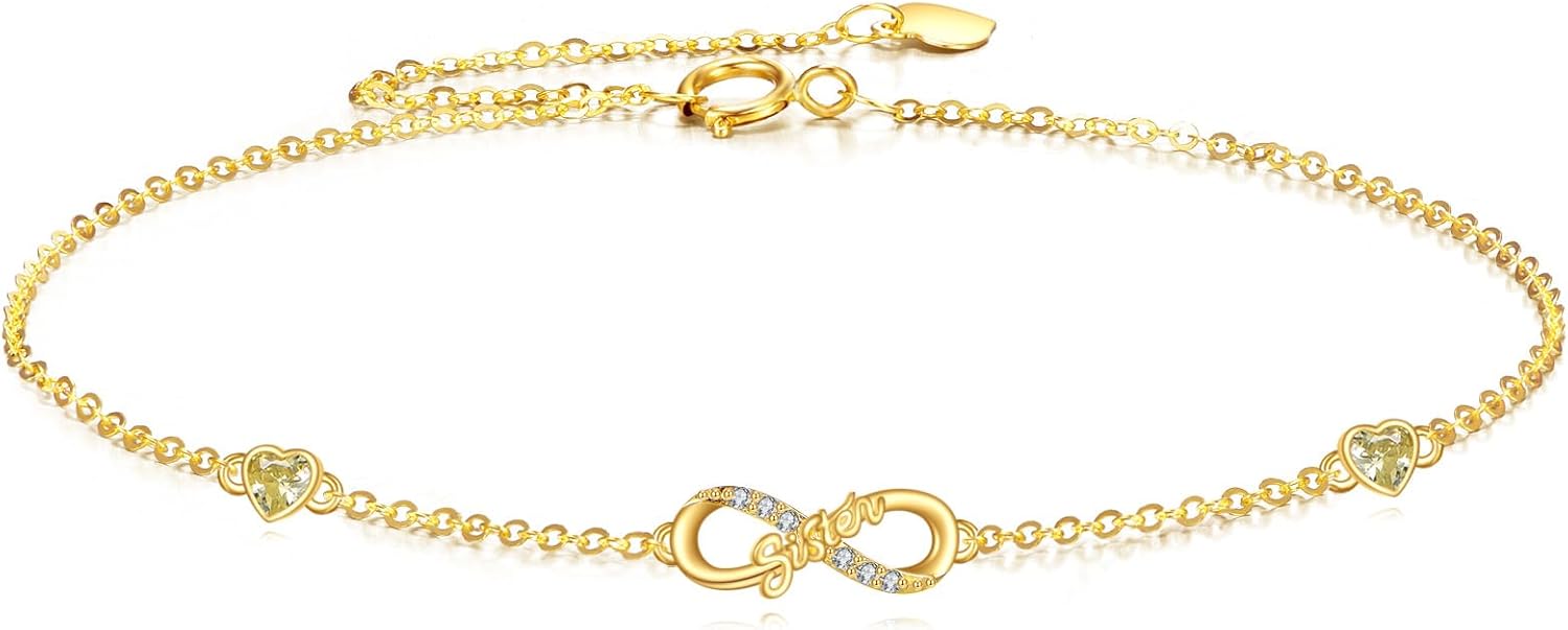 KECHO 14K Gold Sister Bracelet For Sister Infinity Jewelry For Women Birthday Gifts For Her