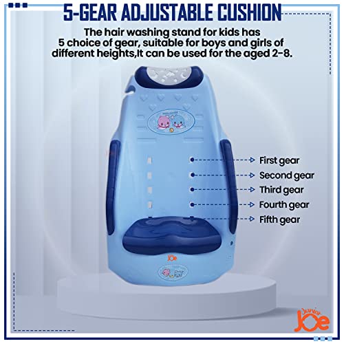 Image of JUNIOR JOE Children Shampoo Chair for 2-8 Year Old Bathing Seat Perfect Kids Hair Washing Station (Blue)
