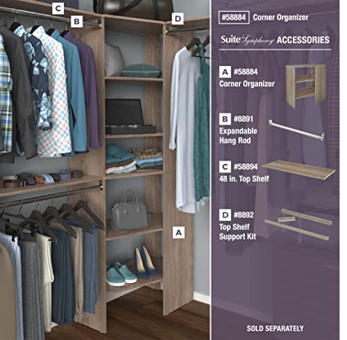 ClosetMaid SuiteSymphony Wood Corner Shelf Unit, 2 Shelves, Adjustable, Stacking, for Storage, Closet, Clothes, Shoes, Décor, Natural Gray by ClosetMaid - Image 2