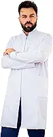 Jaleco Médico Masculino Slim Gola Padre com Zíper Manga Longa