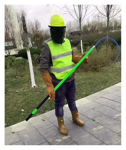 High Voltage Electrical Safety Tool Insulated Rescue Hook Lightweight Portable,Thick Fiberglass Life-Saving Pull Rod for 10kv 35kv 110kv (1.5-m/4.9ft,Green)