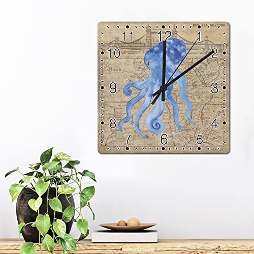 Horloge murale pieuvre carrée silencieuse pour embellir un mur blanc vide - 3