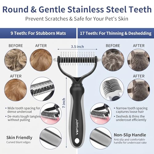 Image of Self Cleaning Slicker Brush for Dog Shedding & Deshedding Grooming | Fluff & Detangle Short Long Hair, Fits Dogs & Cats Heavy Dense Wavy Curly Coats to Easily Prevent Severe Undercoat Knots
