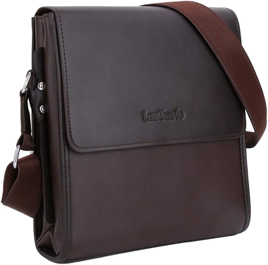 Leathario Crossbody Bag for Men Vegan Leather Small Messenger Shoulder Purse Side Satchel for Work Business Travel Daily - Image 8