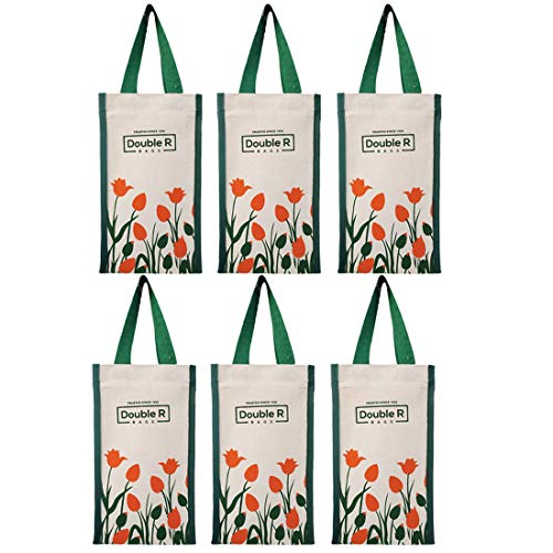 Image of DOUBLE R BAGS Tote Travel Canvas Water Bottle Bag Carrier - (Off-White, 12 x 6 x 3 cm) Pack of 6