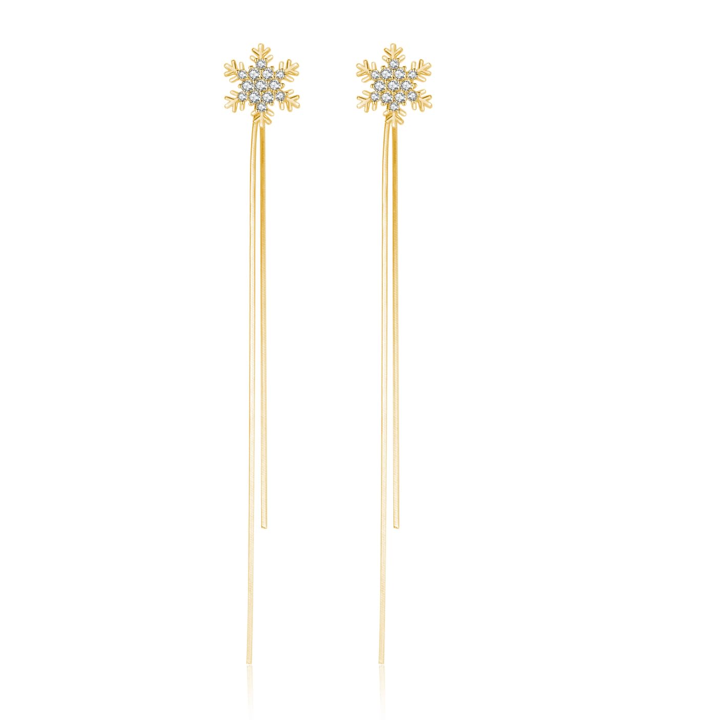 Pendientes de plata ley 925 copo de nieve con circonita para mujer 7
