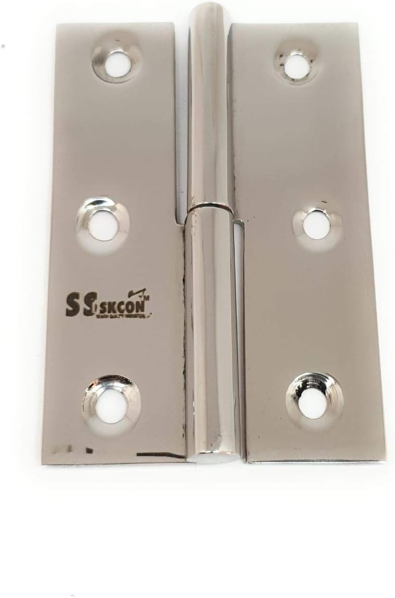 SSiSKCON 100% STAINLESS STEEL Detachable Hinge for Boat Doors Windows Cabinets Hinge 3 inch MARINE GRADE Mirror Polished Finish -32(629) Left SIDE(Set Of 2 Pcs.With Screws) heavy duty