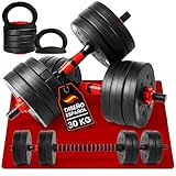 unycos - Juego de Mancuernas Ajustables 4 en 1 con Barra Recta de Conexión, Fitness (Red Transformer)