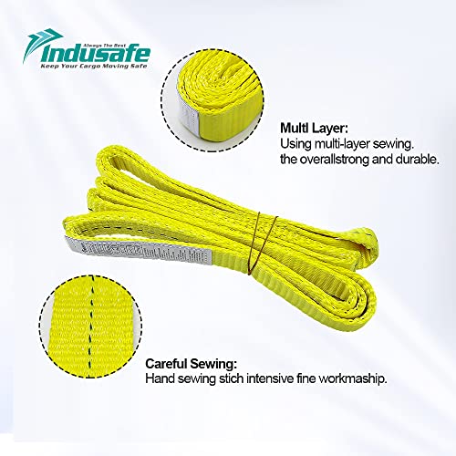 Indusafe 1" x 6' Polyester Lifting Slings, Twist Eye Web Slings, Lifting Strap for Hoist, Heavy Duty Rigging Straps, 1600 lbs Vertical Rigging Moving Towing Hoisting Work Gear