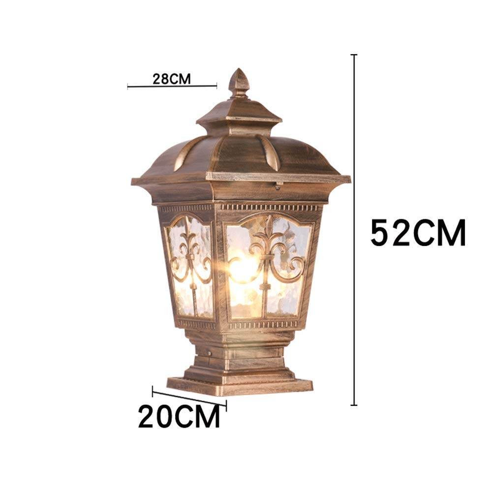 Zewnętrzna szklana lampa stołowa Kreatywna Nowoczesna Przemysłowa E27 Dekoracja Kolumna Lampa Słupek Lampa Uliczna Aluminiowa Taras Ogród Willa Drzwi Kolumna Stołowa Li,Bronze-l