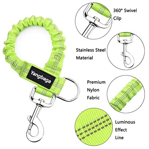 Yangbaga Ruckdämpfer,hundefreundliche Leine, elastische Hunde Leine mit Zugdämpfung, Nylon-Kurzleine Perfekte Dämpfung beim Fahrrad für Hunde ab Kleiner Größe Grün (2 * 26cm)