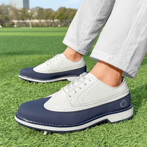 Image of Golf Shoes Men Spikes Classic Golf Footwears Male Walking Sneakers for Golfers Size 7-14