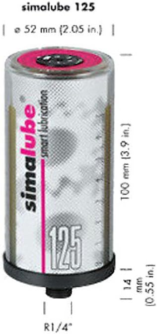 Simalube 125ML Lubricator with Dimensions