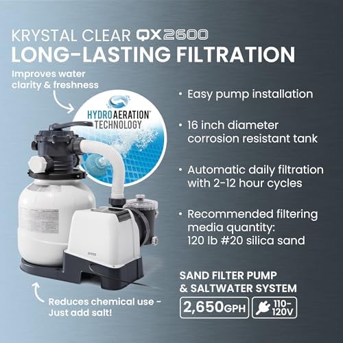 INTEX 26377EH Ultra XTR Deluxe Rectangular Above Ground Swimming Pool Set: 32ft x 16ft x 52in – Includes 2650 GPH Sand Filter Pump – Saltwater System – SuperTough Puncture Resistant – Rust Resistant - 5
