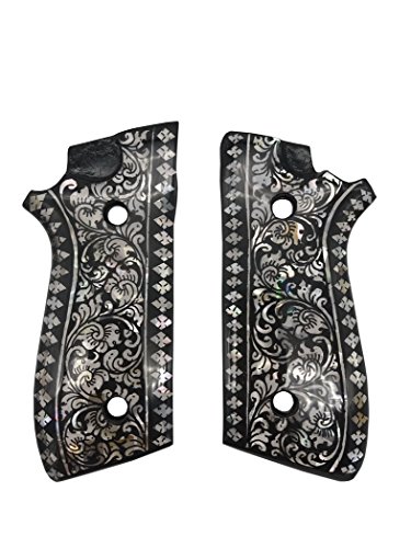 handicraftgrips TPM01## New Taurus Pt92 Pt99 Pt100 Pt101 Decocker PT pt 92 99 100 101 Mother of Pearl Inlay Hardwood Wood Smooth Grips Grips Handmade Birthday Newyear Sport for Men