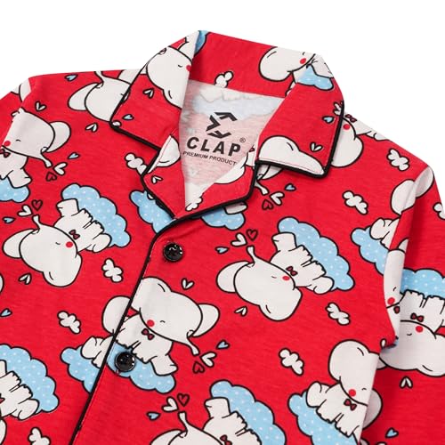 Image of CLAP Kids Cotton Printed Full Sleeves Night Suit