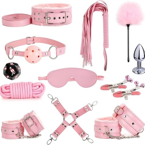 12 bitar av läder rosa Casual Set Yoga övning utrustning tillbehör, stresslindring leksaker, sport träning spänningsband tillbehör