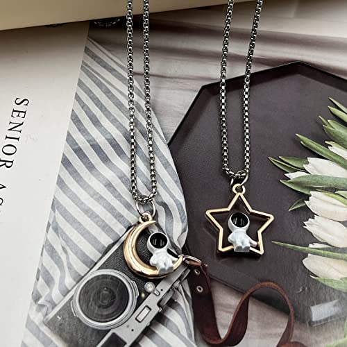 Couples Astronaut Pendant Necklaces,2Pcs Spaceman Promise Mutual Attraction Matching Jewelry Valentine's Day Gift for Husband Wife 6