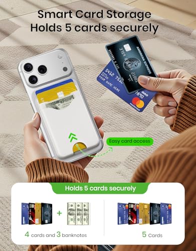 Image of Magsafe Wallet Magnetic Card Holder, White | Strong RFID, Leather Card Pocket, Compatible with iPhone 12 /13 /14 /15 /16 /17 Series, Not for mini