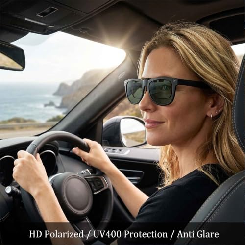 Image of Polarized Clip-on Sunglasses Over Prescription Glasses Anti-Glare UV Protection Flip-up Sun Glasses
