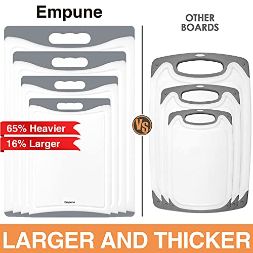 Extra Large Cutting Boards, Plastic Cutting Boards For Kitchen (Set Of 4) Cutting Board Set Dishwasher Chopping Board With Juice Grooves Easy-Grip Handles, Grey, Empune #TOP1
