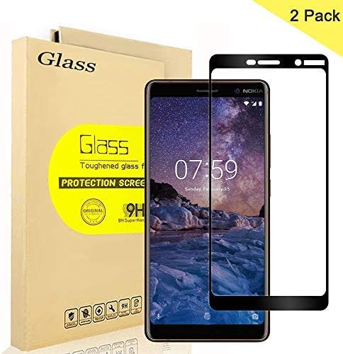 AOLANDER [2 Pack Nokia 7 Plus Screen Protector, with 9H Hardness HD Full Coverage, Edge to Edge Protection Tempered Glass Screen Protector for Nokia 7 Plus (Black)