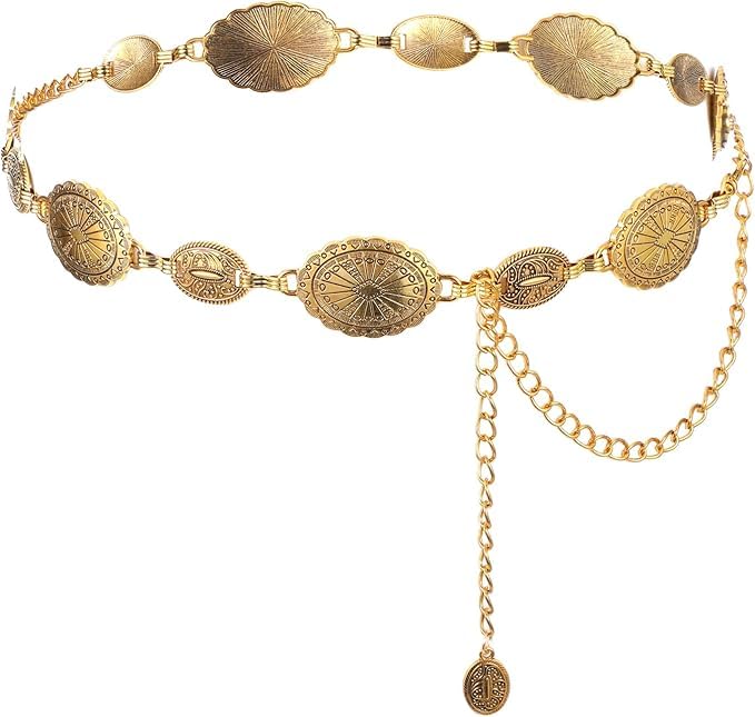 Waist Chain for Women for Saree, Gold Waist Belt for Women Dresses, Silver Metal Chains Belts, Moon Star Element Stylish Clothes Accessories for Blazer, Suit, Dress