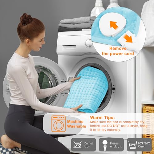 Image of Deepsoon Heating Pad,Electric Heating Pads for Back,Neck,Moist Heating Pad for Abdomen Shoulder Knee Legs,Dry /Moist Heat&Auto Shut Off,Mother's Day Birthday for Men and Women,Light Blue,24x12 Inch