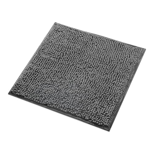 WohnDirect Alfombra Baño Gris 45x45cm • Alfombrilla baño Antideslizante y Lavable • Cómoda Y Súper Absorbente