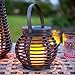 Produktbild Lights4fun LED Solar Laterne Gartendeko Rattan Optik braun 15,5cm