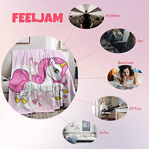Einhorn Decke kuscheldecke pinkes, Flanell Weich Fleecedecke für Mädchen, Flannel Fleece Blanket, Kinder kuscheldecke, Sofadecke, Wohndecke, mikrofaser Couchdecke (süßes rosa, 100*150) - Image 6