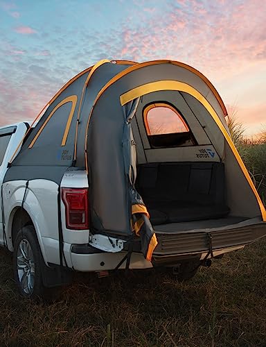Image of JOYTUTUS Pickup Truck Tent 5ft Bed Tent 2.0, Waterproof PU2000mm Double Layer for 2 Person, Portable Truck Bed Tent - Orange Aluminum Pole