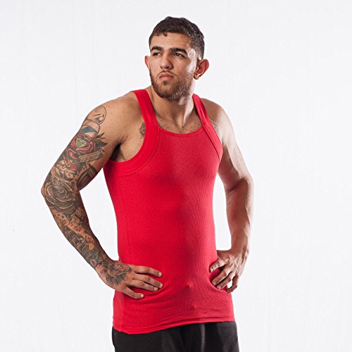 Different Touch Men's G-Unit Style Tank Tops Square Cut Muscle Ribbed Underwear Shirts (L, 6 Pack (Assorted))