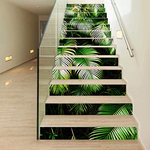 Misssixty Stair Sticker, 13Pcs/Set 3D Palms Self-Adhesive Stair Risers Stickers Vinyl Staircase Stickers Stairway Decal Mural Wallpaper Home Decor 39.3 Inch X7.08 Inch¡­ #TOP2