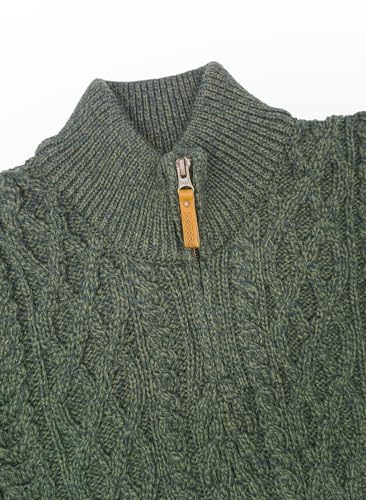 Image of Aran Crafts Men's Irish Soft Cable Knitted Zip Neck Jacket (100% Merino Wool)