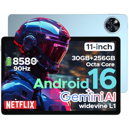 Image of U11 Pro Android 16 Tablet, 11 inch Tablet with Gemini AI,30GB+256GB /2TB TF Octa-Core,90Hz Display, 8580mAh,1080P, Bluetooth 5.0+5G WiFi,Widevine L1,13MP+5MP, Face ID /OTG