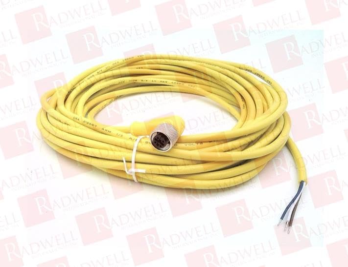 RADWELL 7000-12341-6141000-SUB 4-PIN, Cord Set, Yellow, Substitute for Murr ELEKTRONIK 7000-12341-6141000, PVC, 10M, Female Right Angle, M12