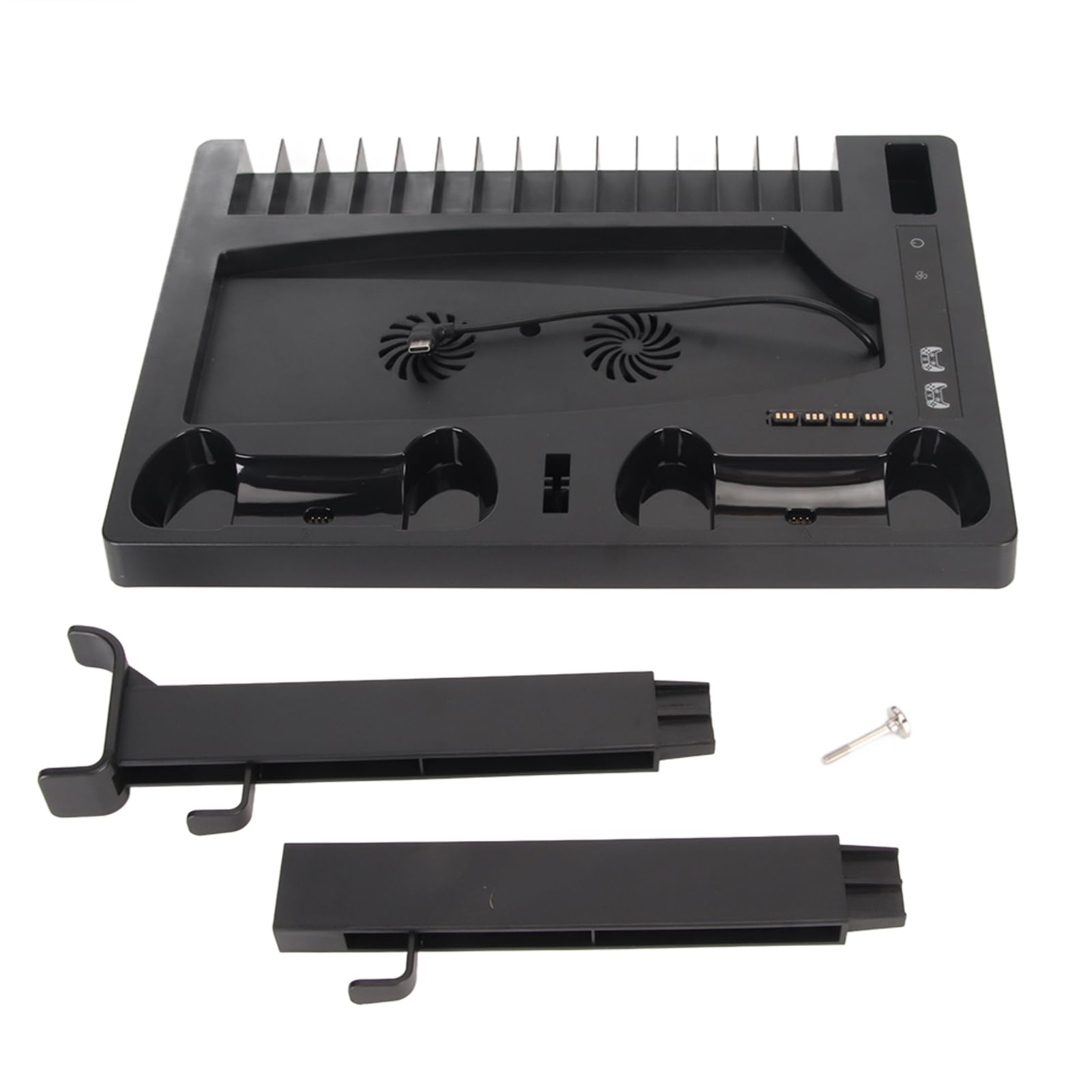 Soporte de Enfriamiento Multifuncional para con 2 Cargadores de Controlador y 15 Ranuras para Discos de Juego para Entusiastas de los Juegos Negro 1 Unidad