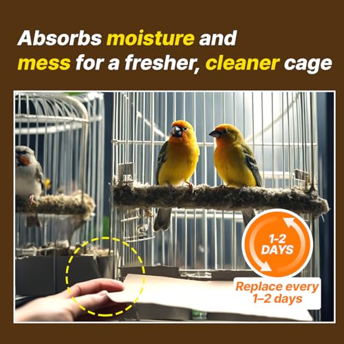Image of T TORTO9 Kraft Bird Cage Liners 31 x 21.5 Inch, 120 Sheets, Absorbent Paper Tray Liners for Large Bird Cages, Pre-Cut Disposable Cage Bottom Liners