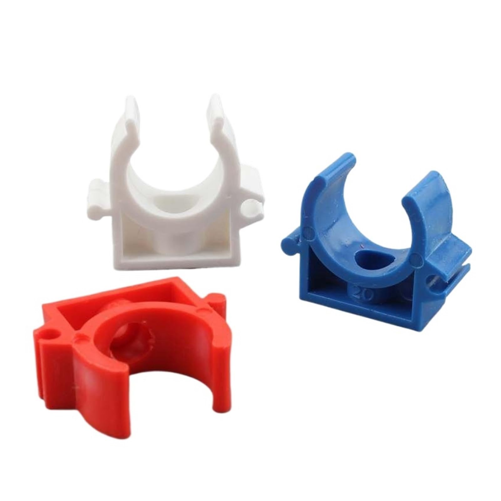 Plastikowe klipsy do węży 50 szt. 16-20mm średnicy zacisku rurowego z tworzywa sztucznego PVC złącza rurowe typu U złącza węży wodnych akcesoria ogrodowe(White 50pcs,20mm)