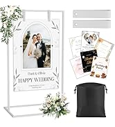 Kawaiita Wedding Welcome Sign Stand, Adjustable Sign Stand Includes Custom Design &amp; Leather Sign ...