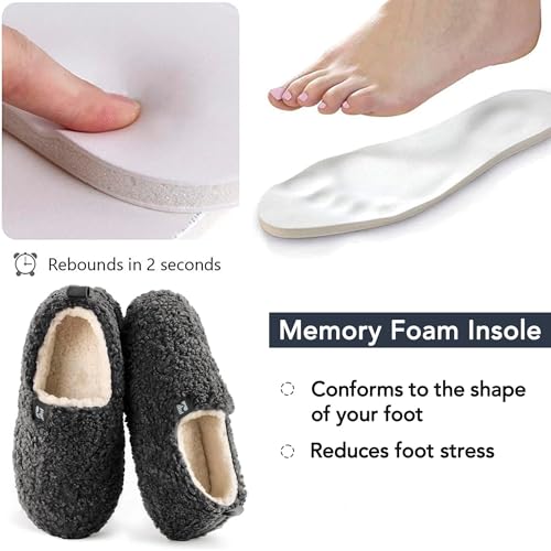 RockDove Women's Faux Shearling Slipper with Memory Foam, Size 8 US Women, Dark Grey3