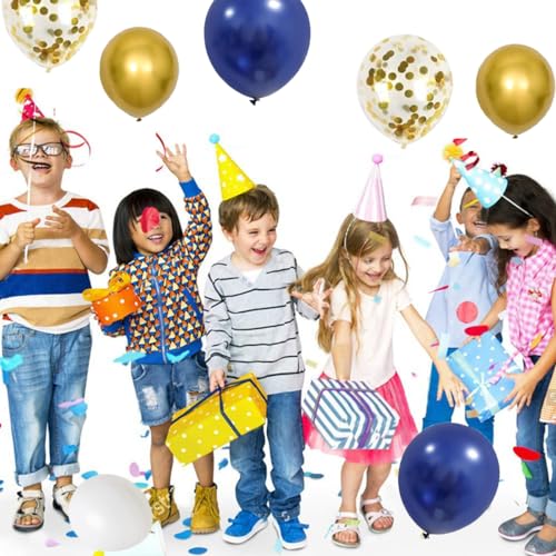 Image of Navy Blue Gold Balloon Garland Arch Kit - Navy Blue and Metallic Gold Balloons Blue Birthday Decorations for Men Tirement Birthday 2026 Graduation Party Decorations