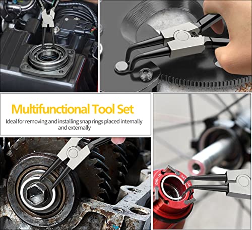 Image of 2pcs 7in Snap Ring Pliers, 5 /64in Tips | for Ring Remover Retaining and Remove Hoses, Gaskets