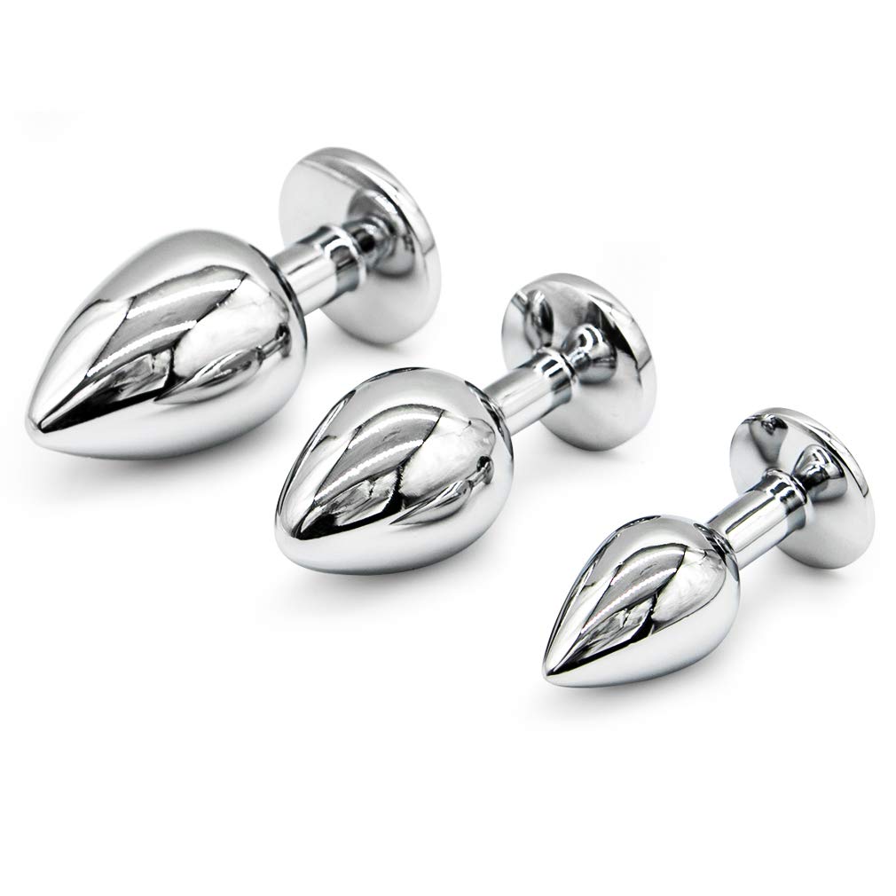 3 - Bu~tt P~lu~g T-bar Metal Alloy Toys - Purple Gem - eweled Stimulator for Silver - Men and Women Base3 pcs Beginners Anales Set