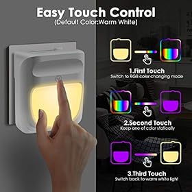 U UZOPI Plug in Night Light for Kids Dimmable - Color Changing LED Nightlight, Dusk to Dawn, Warm White Night Light for… 519VI1O5hnL. SS280